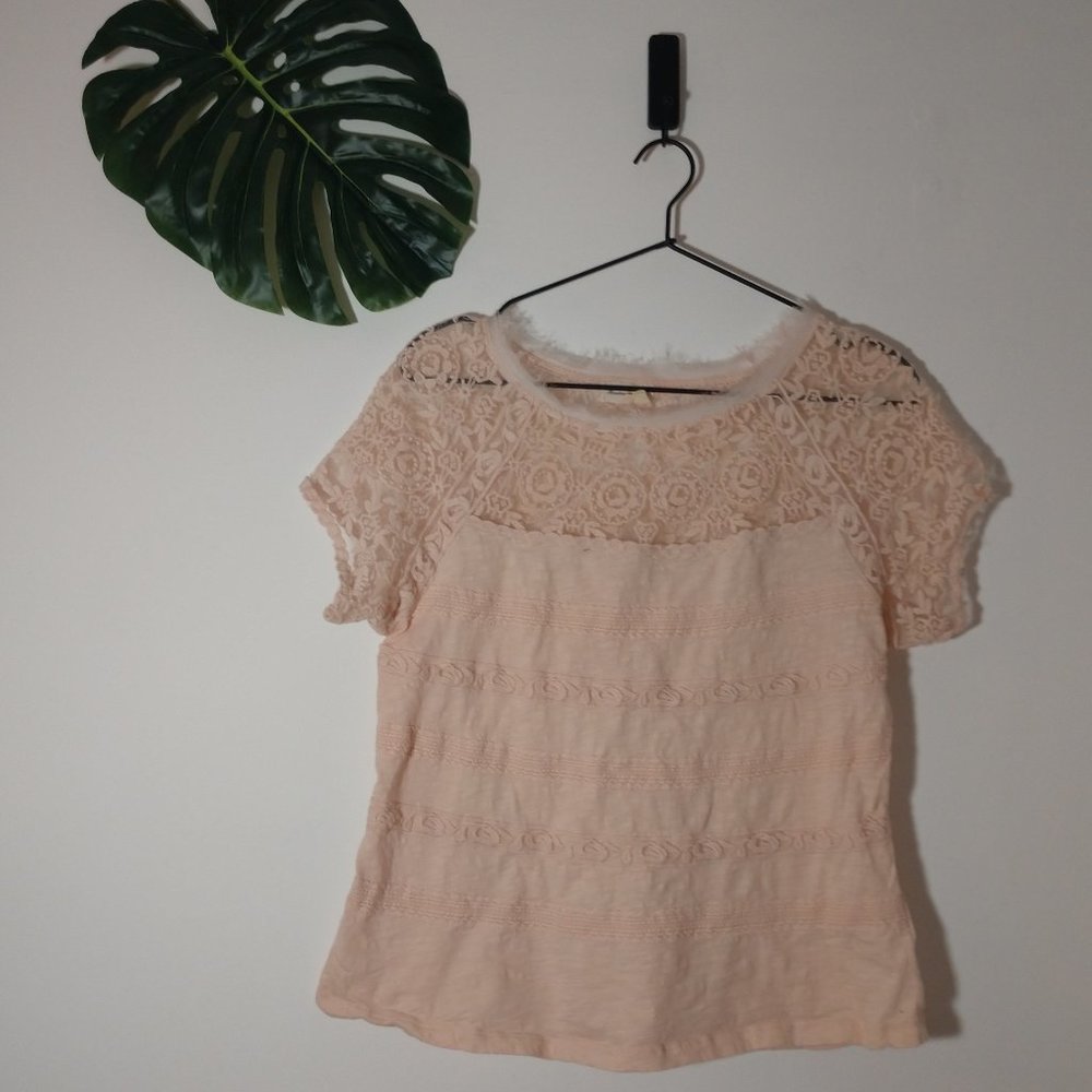 Anthropologie Meadow Rue Pink Gossamer Top - Sz M